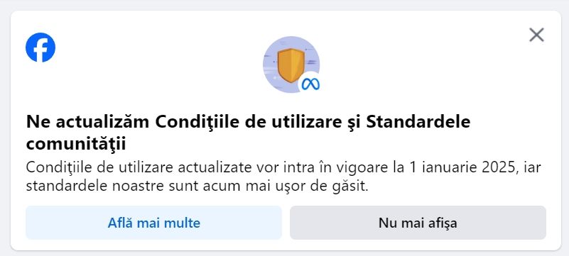 Facebook actualizare conditii de utilizare